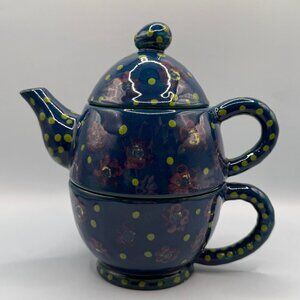 Bella Casa Nested Tea Pot & Cup Exquisite Ceramic Vintage Cottagecore Whimsicore